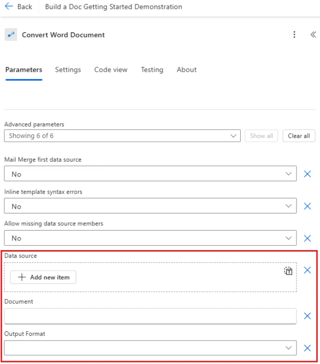 Convert Word Document Input Parameters